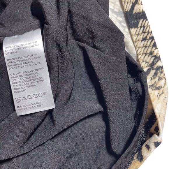 CHICO’S Animal Print Shift Dress Size 3 XL 16/18 Brown 3/4 Sleeve Lined EUC - Picture 9 of 13